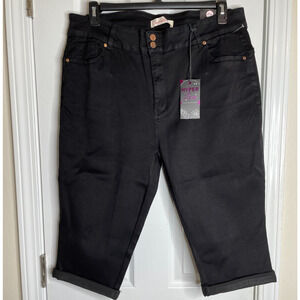 Curvalicious Tummy Tuck & Butt Lift Capri Jeans Pants Size 22 Black Denim NWT